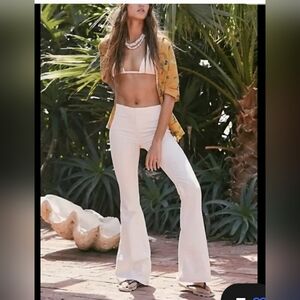 NWT Free People Penny Pull On Flare Jeans Brown Motif Size 28